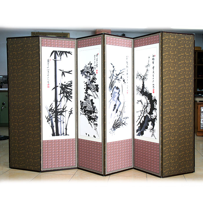 사군자6폭병풍