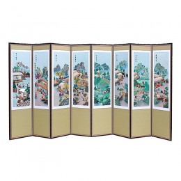경작도 자수 8폭병풍